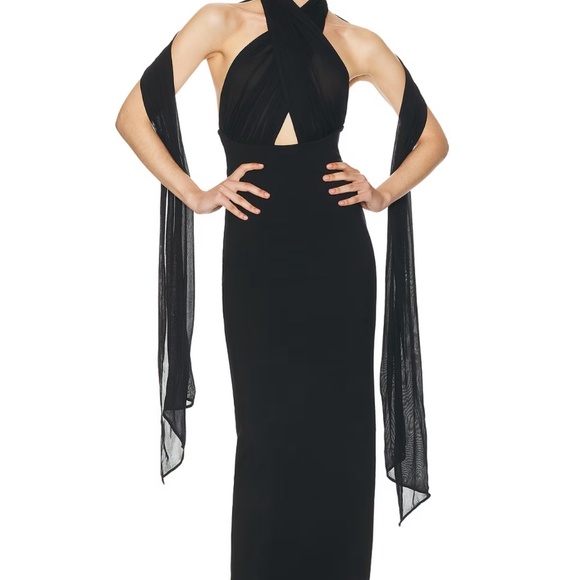 HELSA The Amber Dress Maxi Gown with Mesh Top Scarf XS - Picture 6 of 7